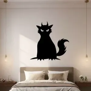 Devil Cat Wall Art – Gothic Decor for Halloween Lovers
