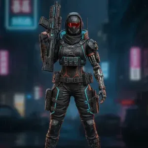 Cyberpunk Tactical Operative – Futuristic Soldier Figurine