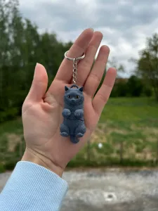 British Shorthair Cat Keychain – Articulated Flexi Kitten