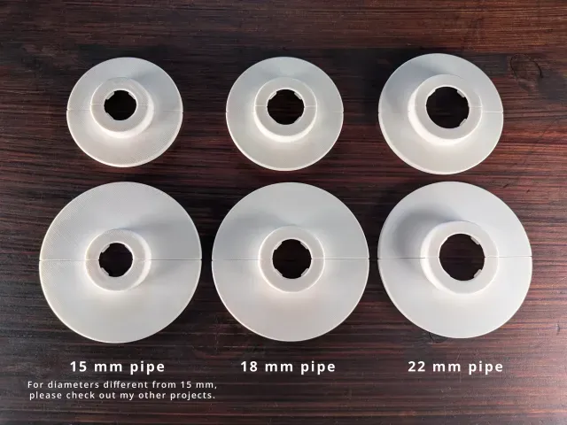 Pipe Collar - 15 mm Escutcheon - Rosette Cover Ring for Wall — Image 5 of 9