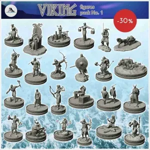 Viking figures pack No. 1 - scenery medieval miniatures warh