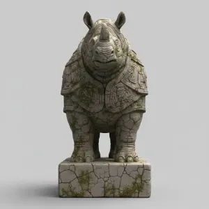 Temple Rhino Sentinel – Ancient Guardian Relic Diorama