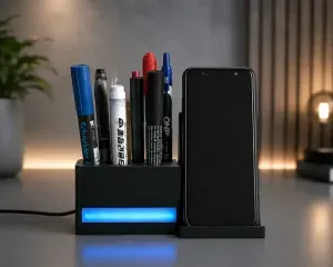 Pen and Phone holder with led