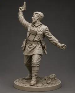 Soviet soldier hourrai charge 32 mm free