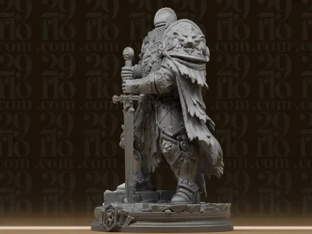 #162 Ornate Lion Knight Statue - Fantasy Armored Paladin Fig — Фото 4 из 4