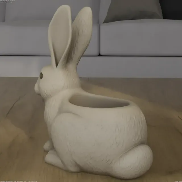Cute Rabbit Planter Container 3D Print STL Model — Image 4 of 9