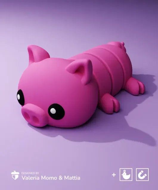 Cute Flexi Pets Pig (Keychain & Magnet)