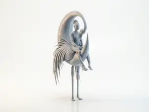 Lady With Heron Elegant Figure 3D Printable