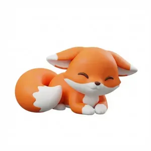 Cute Chibi Baby Fox - Kawaii Lying Fox Cub Desk Pet