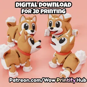 Articulated Shiba Inu Dog STL & 3MF – Flexi