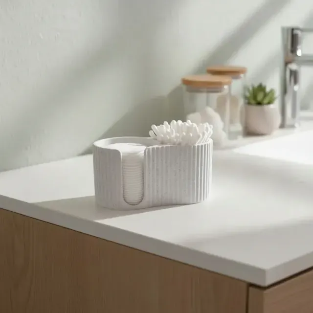 Modern ribbed Q-tip and cotton pad dispenser — Фото 4 из 9