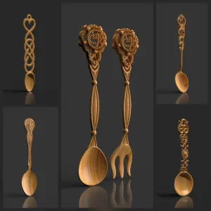 6 different models of spoon and fork
