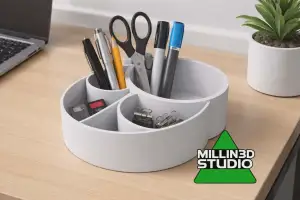 Cirlces Desktop organizer with Built in cup holder