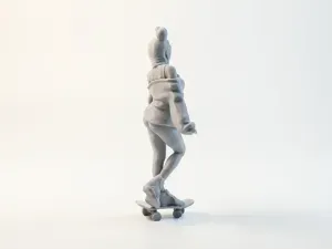 Skateboard Girl Figurine Female Figure 3D Printable