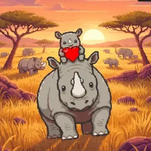 Rhino and son: Fathers day keychain