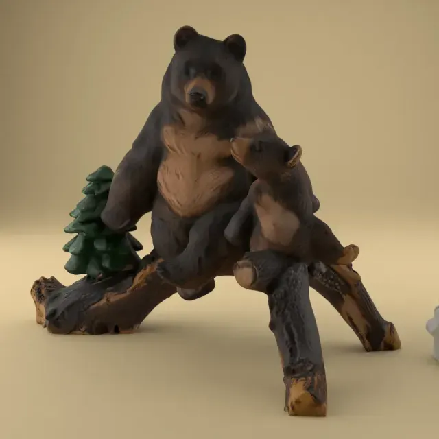 Bear Mom and Baby on Tree STL – Cute 3D Gift for Mother — Фото 5 из 9