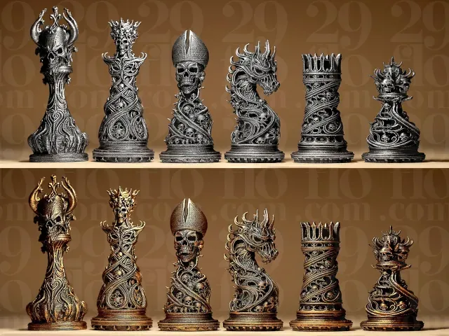 Gothic Ornamental Chess Set — Фото 3 из 9