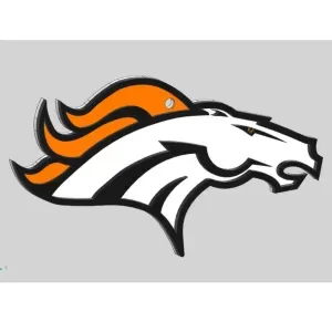 Denver Broncos. Printed in layers to enable color printing.