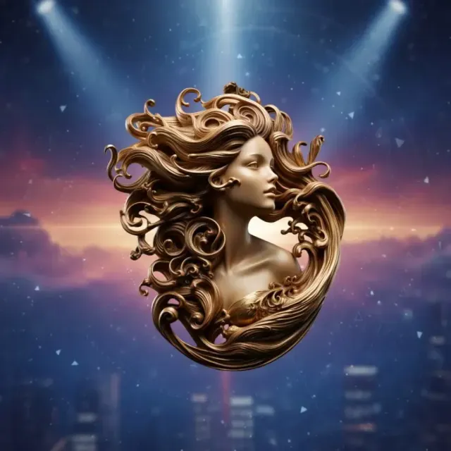 Ethereal Flow: The Golden Muse - Escultura Ornamental Lujo