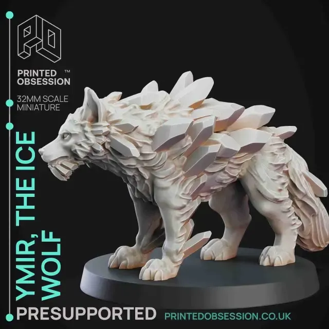 Ice Wolf - Monstrous Creature - PRESUPPORTED - 32mm Scale — Image 2 of 6