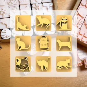 Ceramic Clay Stamp Set – Cats (9 Mini Stamps, 20 mm)