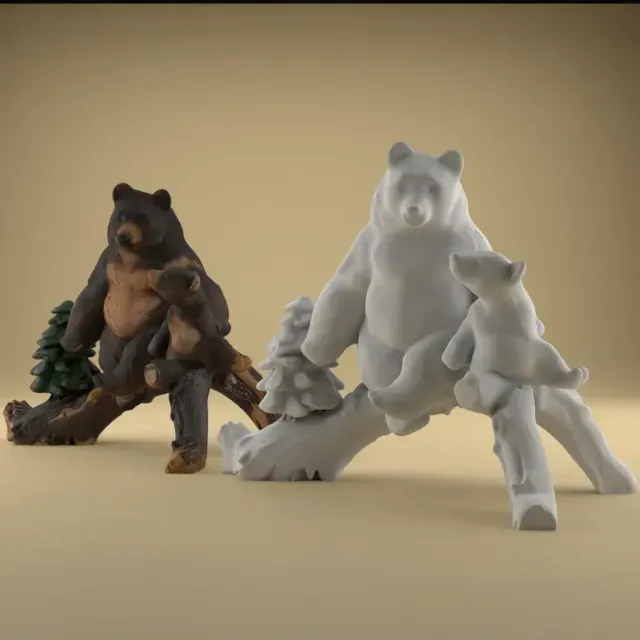Bear Mom and Baby on Tree STL – Cute 3D Gift for Mother — Фото 2 из 9