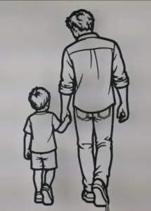 Father and Child Walking Wall Art