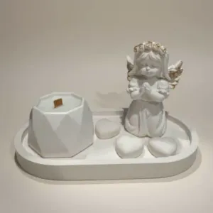 Kit Oração: Anjo Estilizado, Vaso vela  and Bandeja