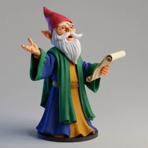 2964 Fairy Tale Gnome – Color Full-Body Figurine on Base