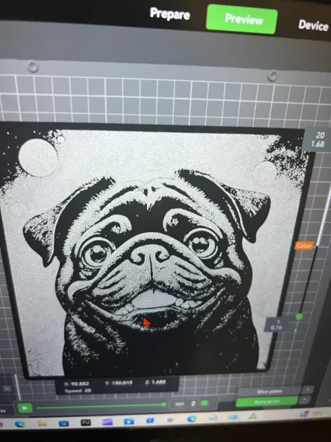 Pug Hueforge 200x200 Black & White — Image 2 of 4