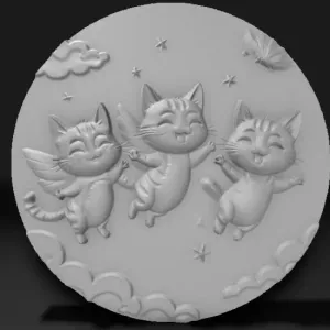 three flying cats
