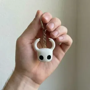 Hollow Knight "The Knight" Mask Keychain - 3D Printed White