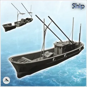 Long modern fishing boat (5) - miniatures warhammer tabletop