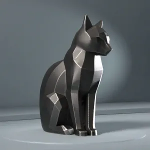 Cat Figurine – Minimalist Geometric Cat Sculpture