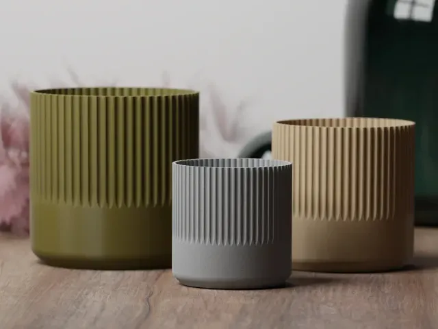 Modern Vase Pot Half Grooved Different Sizes — Фото 2 из 3