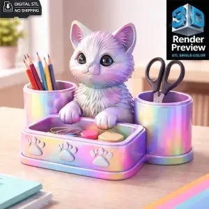 Cat Organizer STL – Pencil Holder Desk Storage