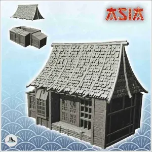 Asian house with big roof and annex (25) - scenery terrain w