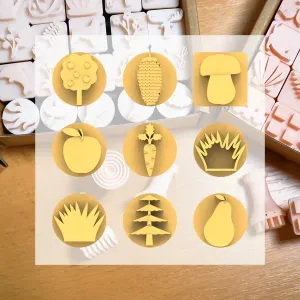Ceramic Clay Stamp Set – Nature Elements (9 Stamps, 20 mm)