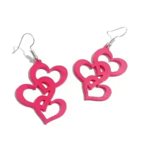 Triple Heart Charm Earrings - Valentine's Day