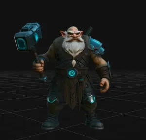 dwarf warrior from the future with a hammer
