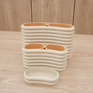 Ribbed Desk Organizer Duo | Pen & Stationery Holder