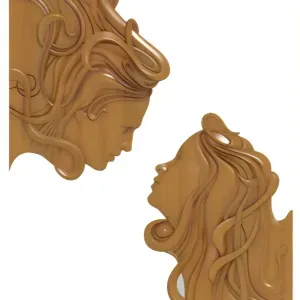 Two face decor, girl and boy. bas relief