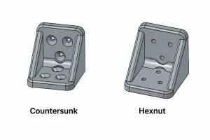 90° Angle Bracket for 60mm Timber | Hex Nut & Countersunk Ve