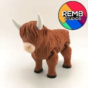 Flexi Highland Cow – Print-in-Place Articulated Model