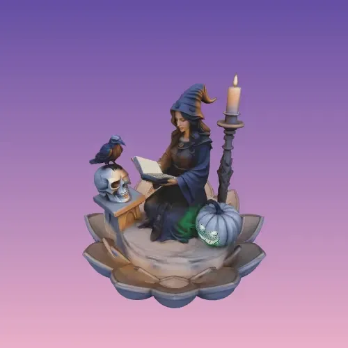 4470 Witch with Skull and Pumpkin Color 3D Model STL DND — Фото 2 из 4