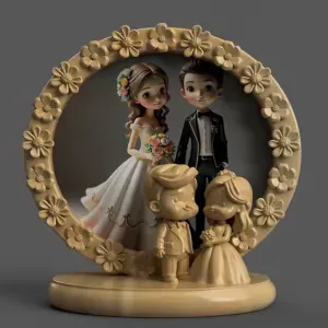 Wedding Couple 3D Photo Frame – Romantic STL for Printing