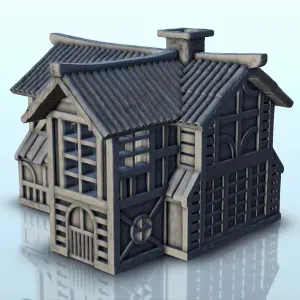 Medieval wooden house with tile roof (7) - miniatures warham