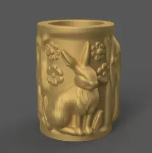 Elegant Bunny Floral Pot – 3D STL for Planter, Urn Decor