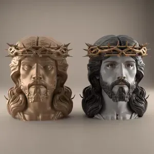 Jesus Christ Bust STL File – 3D Model for Christian Decor
