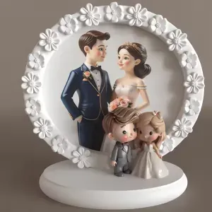 Romantic Wedding Frame 3D Model – STL for Decoration
